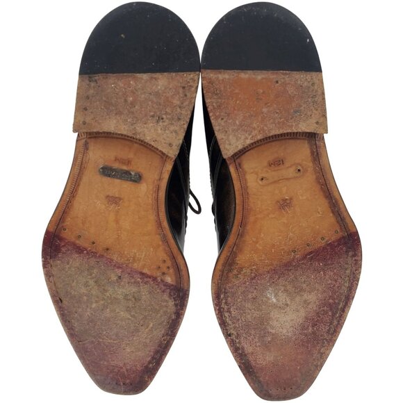 Mezlan Spain Antiqued Brown Gloss Leather Chukka Boots Mens 12 Dress Ankle Shoes - Picture 4 of 13